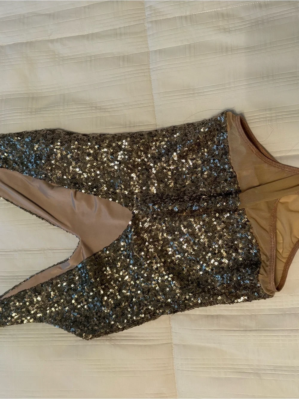 bebe Silver Sequin V-Neck Kids One-Piece Bodysuit